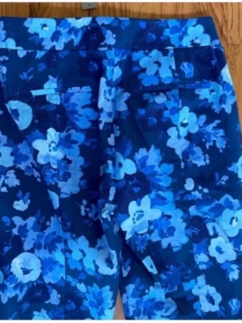 J Crew NEW Ankle Cropped High Waisted Pants Blue Floral Womens Size 8 Petite - Picture 8 of 9